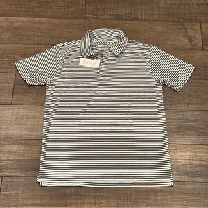 New J Crew Boys Performance Striped Short Sleeve Polo Shirt Large UPF 50+